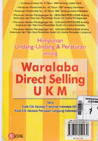 Image of Himpunan undang-undang & peraturan tentang waralaba direct selling UKM : serta kode etik asosiasi franchise indonesia ( AFI ) kode etik asosiasi penjualan langsung indonesia ( APLI )